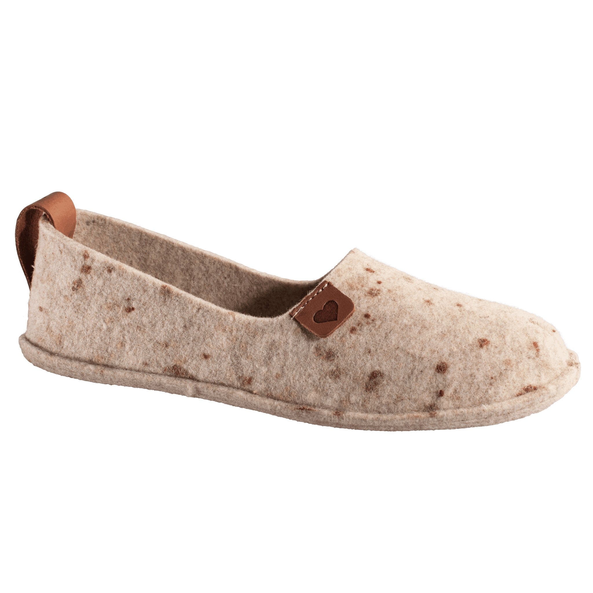 Barefoot natūralaus veltinio šlepetės OmaKing Toku su guminiu padu - Beige spalvos - luxu.lt